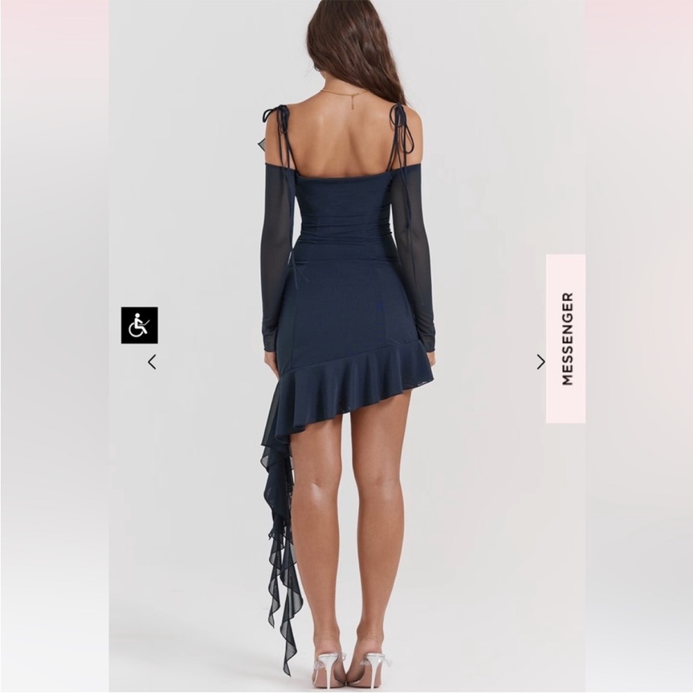 Elegant Navy Ruffle Dress - Picture 3 of 3